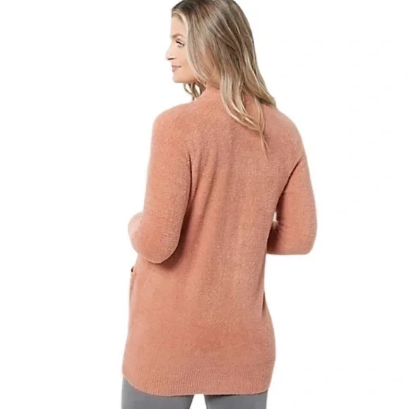 Barefoot Dreams CozyChic Lite Orange Open Front Cardigan Small - Picture 2 of 11